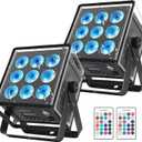 Rechargeable Stage Par Lights with Waterproof Pouch - 54W RGBWA+UV 6IN1 Battery Powered Par Can Lighting with Sound Activated & Remote DMX512 Wireless Uplights for Events Band Weddings (2PCS)