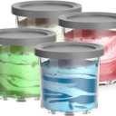 Containers Replacement for Ninja Creami Pints and Lids - 4 Pack,16oz Ice Creamy Containers Cups Jars Canisters Set Compatible with NC299AMZ & NC300s Series Ice Cream Maker- 4 Pack Grey