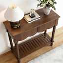 Wood Scalloped Entryway Table, Console Table with Storage Shelf 2 PCS Drawers Modern Hallway Accent Table, Sofa Table Behind Couch for Living Room Entrance Foyer 23.6" (Walnut)