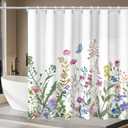 Floral Shower Curtain,Flower Shower Curtain,Waterproof Curtain with 12 Hooks - Modern Watercolor Bathroom Decor, Colorful Shower Curtains,72x72 Inches,Rustproof Hooks & Anti-Cling Design (Autumn)