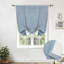 DriftAway Double Layer Linen Blackout Tie Up Curtains Thermal Insulated Fully Lined Balloon Roman Shade Bathroom Window Adjustable Rod Pocket for Small Window 25 Inch by 47 Inch Dusty Blue