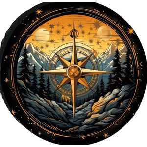 Compass Spare Tire Cover Wheel Protectors Weatherproof Sun Protection Covers Universal for SUV Jeep Travel Trailer 15"