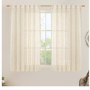 LAMIT Beige Linen Curtains 45 Inches Long for Bedroom, Light Filtering Panels Back Tab and Rod Pocket Neutral Drapes for Kitchen/Window/Loft Room, 52 x 45 Inch, 2 Panels