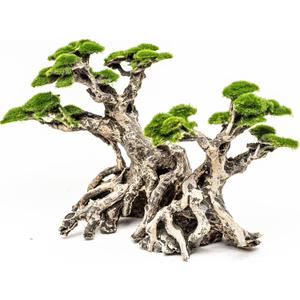 Novelsite Fish Tank Decor- Bonsai Trees with Faux Moss- Aquarium Rocks Aquascaping- Made of Sandstone, Goldfish Betta Fish Tank Decorations Hides Accessories