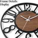 Large Wall Clock for Living Room Decor, 24 inch Decorative Wood Wall Clocks Silent Non Ticking Battery Operated, Black Metal Clock for Farmhouse, Dining Room, Bedroom, Kitchen - Arabic Numerals