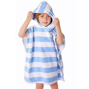 TBEZY Toddler Bath Towel Poncho Thick Cotton Striped Beach Towels for Kids Gifts (2-6)