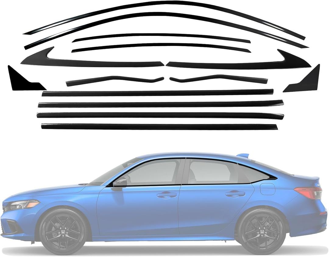 Stainless Steel Window Trim Chrome Delete for Honda Civic Senda 2022-2026 Black Window Trim Blackout Kit
