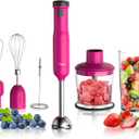 Rosewill 6-in-1 Multi-Speed Cordless Rechargeable Immersion Hand Blender, Heavy Duty Motor - Stick Blender, Beaker, Whisk, Chopper, Dual Beater, Milk Frother - For Smoothies, Baby Food, Soup - Rose