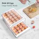 Zagtag Egg Holder for Fridge, 2-Tier Stackable 40 Eggs Organizer Drawer for Refrigerator, Space-Saving Egg Container, Clear Plastic Egg Tray for Kitchen Storage