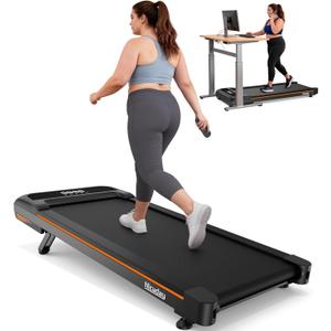 Niceday Walking Pad Treadmill with 10% Auto Incline, 400lbs Capacity, Under Desk Treadmill for Home Office, 3HP Super Quiet, Magnetic Remote & Preset Goals (Black-Orange)