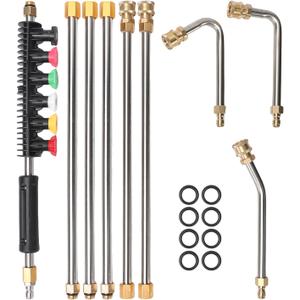 Pressure Washer Extension Wand Upgrade, 9 Pack Power Washer Lance with 6 Nozzle Tips, 30,90,120 Curved Rod, 1/4" Quick Connect, 4000 PSI