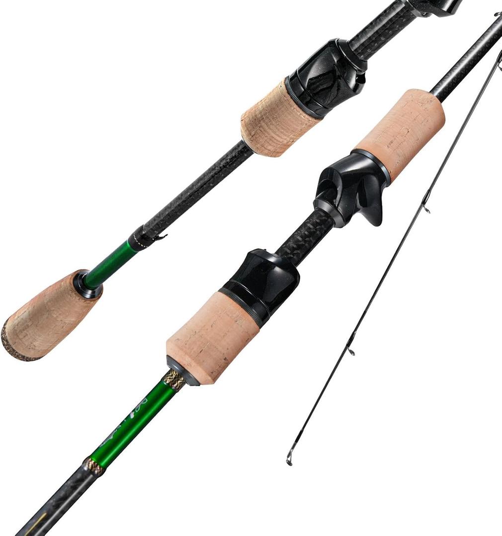 HANDING M1 BFS Rod Ultralight Fishing Rod 2-Piece Spinning & Baitcaster Rod with Seaguide RA Guides AA Cork Handle 30T Carbon Fiber for Trout Crappie Bluegill Yellow Perch Smallmouth Sunfish