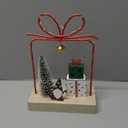Christmas Tabletop Decoration, Wooden Lighted Christmas Gift Box Collectible Buildings Decorations, Christmas Giftboxes Santa Ornaments, Battery Operated Christmas Indoor Fireplace Table Decorations