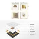 4 Pcs Framed Modern Gold and White Wall Art, Luxury Minimalist Canvas Pictures Prints, Geometric Painting Artwork Home Decoration for Hallway, Bathroom, Dining Room and Living Room