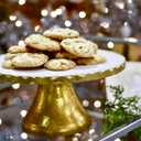 Mud Pie Marble Pedestal Cake Serving Stand, Gold, 6" x 11" dia