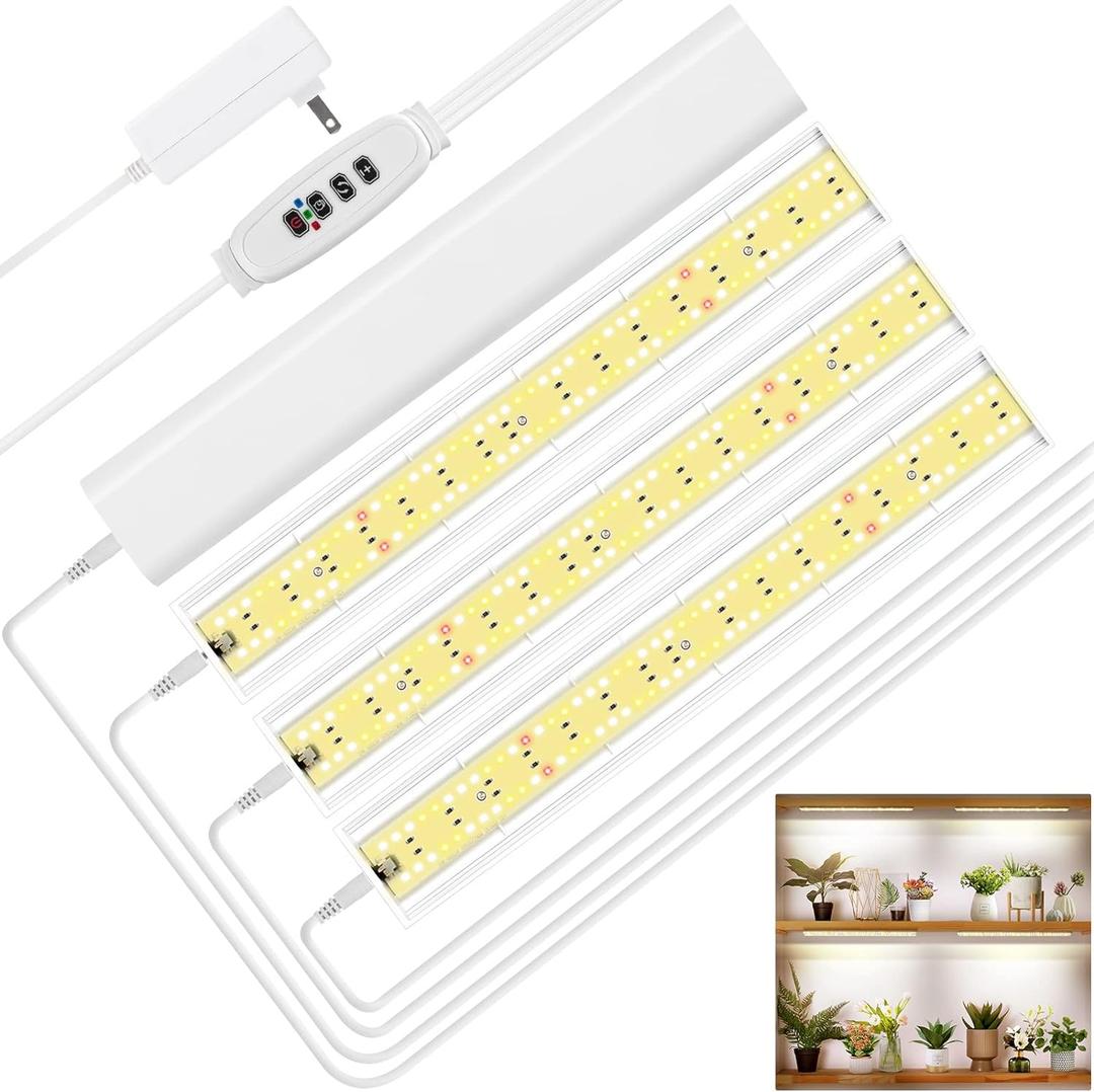 FOXGARDEN Grow Light, Full Spectrum Plant Light Strip for Indoor Plants, 384 LED Bright Grow Lamp with Auto On/Off Timer 4/8/12H, 4 Switch Modes, 10 Dimmable Brightness, 4 Packs (Four Heads)