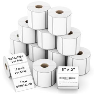 Labelchoice 3"x2" 3-Proof Direct Thermal Barcode Shipping Labels for Zebra LP2844 GK420D GK420T ZD421 ZD420, 12 Rolls 8400 Pcs 2x3 Strong Adhesive Return Address Label Used with Rollo MUNBYN Arkscan