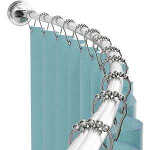 Zenna Home Curved Shower Curtain Rod, No Drill, 50-72 Inch Adjustable Tension Shower Rod for Bathroom, Rustproof, 1-Inch Diameter, Non Slip, Easy Install, Adds Space in Shower, Chrome