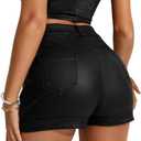 SOFIA'S CHOICE Women Faux Leather Shorts Sexy High Waisted Summer Pleather Shorts Black Medium (Black, S)