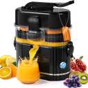 Electric Orange Juicer, Dual-Head Citrus Juicer Squeezer with Power Cord & Cleaning Brush, Built-in Cutter, One-Touch Automatic Electric Juicer Machine for Orange, Lemon and Grapefruit, Black