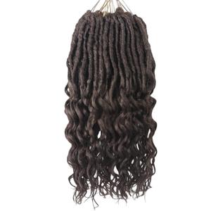 Deep Faux Locs Crochet Hair 12 Inch 8 Packs Goddess Locs Crochet Hair 4# Soft Loc Faux Loc Crochet Braids with Curly Ends Prelooped Deep Wave Croceht Braids for Black Women(Coffee Brown)