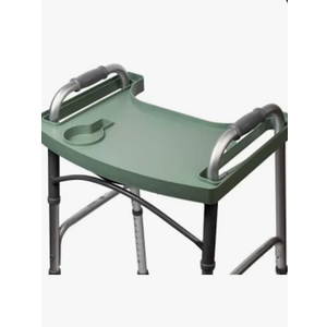 Sigo Green Walker Tray for Rolling Folding Walker, Tray Table with Cup Holder for Standard Walkers Seniors, Detachable Non Slip TV Accessories Basket Holding Plate Cups Clip On Small Bag Carrier