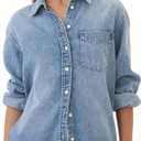 GAP Womens Oversized Denim Shirt (Medium, Medium Wash)