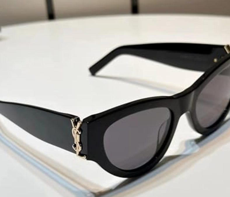 Cat Eye Sunglasses for Women, Black Frame with Gold Accent, Retro Style Novelty Eyewear