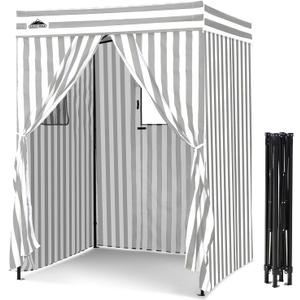 EAGLE PEAK Flex Compact 5x5 Pop-up Canopy Changing Room, Portable Privacy Dressing Room for Indoor Fashion Photoshoots, Camping, or Pool, Gray/White