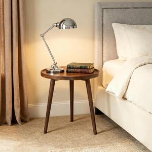 ShellKingdom Small Round Side Table, Modern Wood End Table for Bedroom, Living Room, Coffee Side Table for Small Space, Indoor Outdoor Nightstand Bedside Table (Walnut)