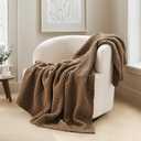 EVERGRACEHOME Chunky Chenille Knit Throw Blanket for Couch, Soft Luxurious Moss Stitch Blankets for Bed, Cozy Decorative Farmhouse Knitted Throws for Sofa, Camel Brown, 50" x 60"