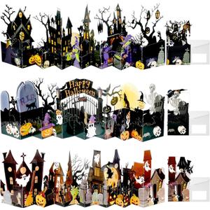 3 Pieces Halloween Pop up Card 3.3 ft Greeting Cards with Note and Envelope 3D Long Halloween Friend Boyfriend Girlfriend Wife Husband Him