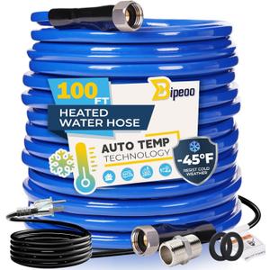 100FT Heated Water Hose for Rv,Heated Water Hose Antifreeze to -45F,Great Rv Accessories for Campers,Livestock,Agriculture,Lead and BPA Free (Blue)