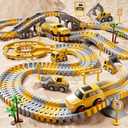 iHaHa Toddlers Construction Race Tracks Toys Gifts for 3 4 5 6 Years Old Boys Kids, 2PCS Electric Race Cars & 4 PCS Construction Trucks, Birthday Gift Toys for Boys 2 3 4 5 6+