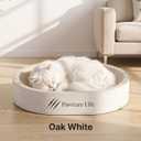 Extra Large Cardboard Cat Scratching Bed, White 21.7" x 15.0" Oval, No Assembly, Durable Scratch Lounge, For Indoor Cats, Maine Coon & Large Breeds