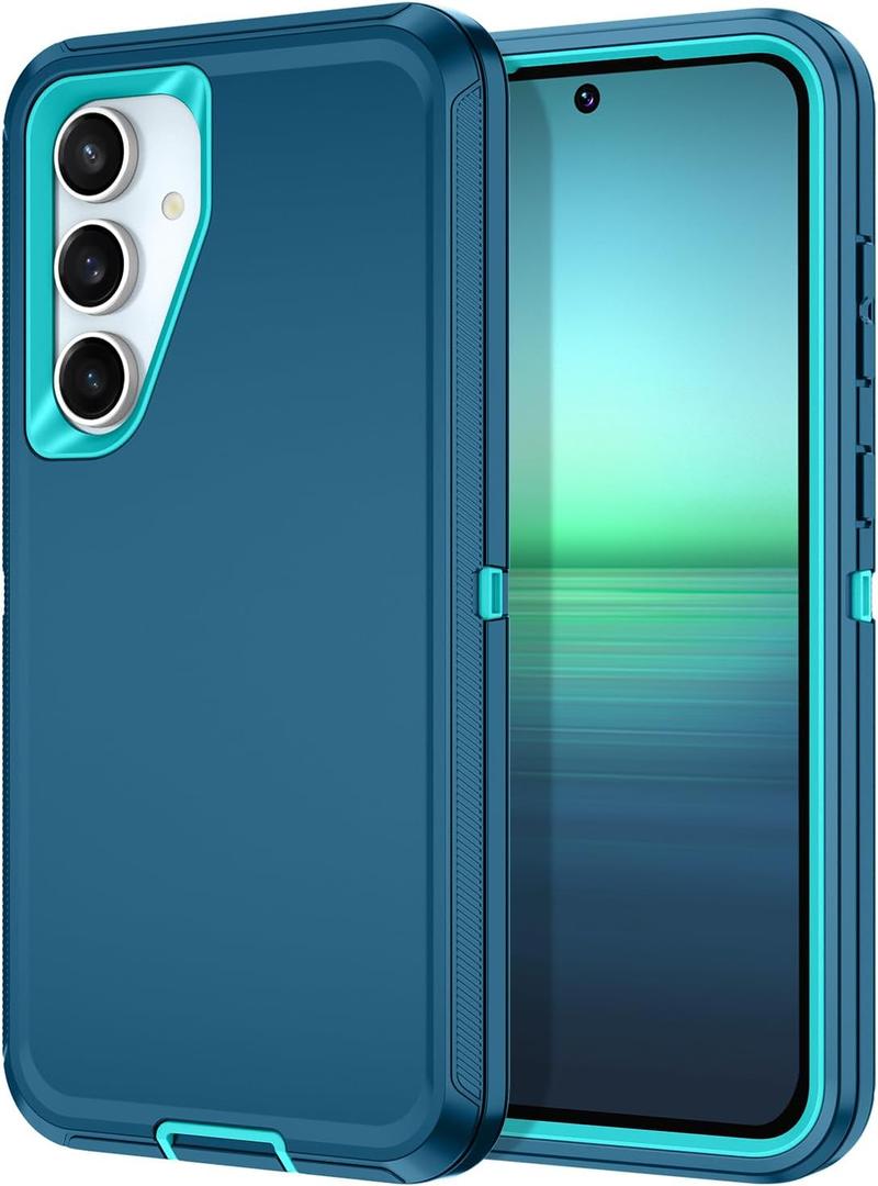 I-HONVA for Samsung Galaxy S24 FE 5G Case Shockproof Dust/Drop Proof 3-Layer Full Body Protection [Without Screen Protector] Rugged Heavy Duty Cover Case for Galaxy S24 FE 5G,Turquoise