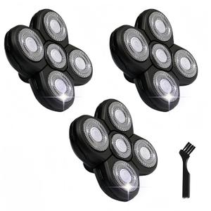 3 pcs Blades Refills Compatible with Freebird Head Shaver, 5 Blades Shaver Replacement Heads for Bald Men Freedom Grooming + 1 Cleaning Brush, Silver