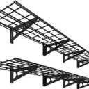 FLEXIMOUNTS 12-inch-by-72-inch Wall Shelf Garage Storage Rack Wall Mounted Floating Shelves,1x6ft ,Black, 2-Pack