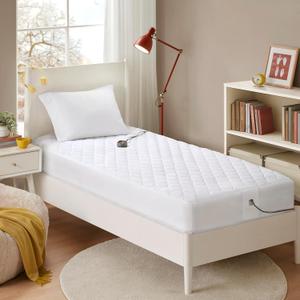 Beautyrest Cotton Heated Mattress Pad - Bed Warmer with 20 Heat Settings Controller, Auto Shut Off Timer, All Around Elastic Deep Pocket, UL Certified, Machine Washable, White Twin XL