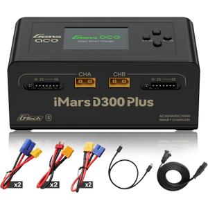 IMARS D300 Plus Gens Ace Lipo Battery Charger G-Tech Series Dual Lipo Balance Charger AC 300W DC 700W 16A Smart Charger for 1s~6s Lipo Batteries, Life/NiCd/MH/LiHV, Plug&Play (Black)