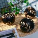 Decorative Orbs for Bowls and Vases, Set of 3, 4 inch Resin Round Sphere Balls, Leaf Pattern, for Living Room, Dining Room, Coffee Table Centerpiece Home Decor