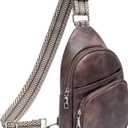 CLUCI Small Sling Bag for Women, Vegan Leather Fanny Pack Crossbody Bags for Women, Unique Birthday Gifts (A-8 Dark Coffee)