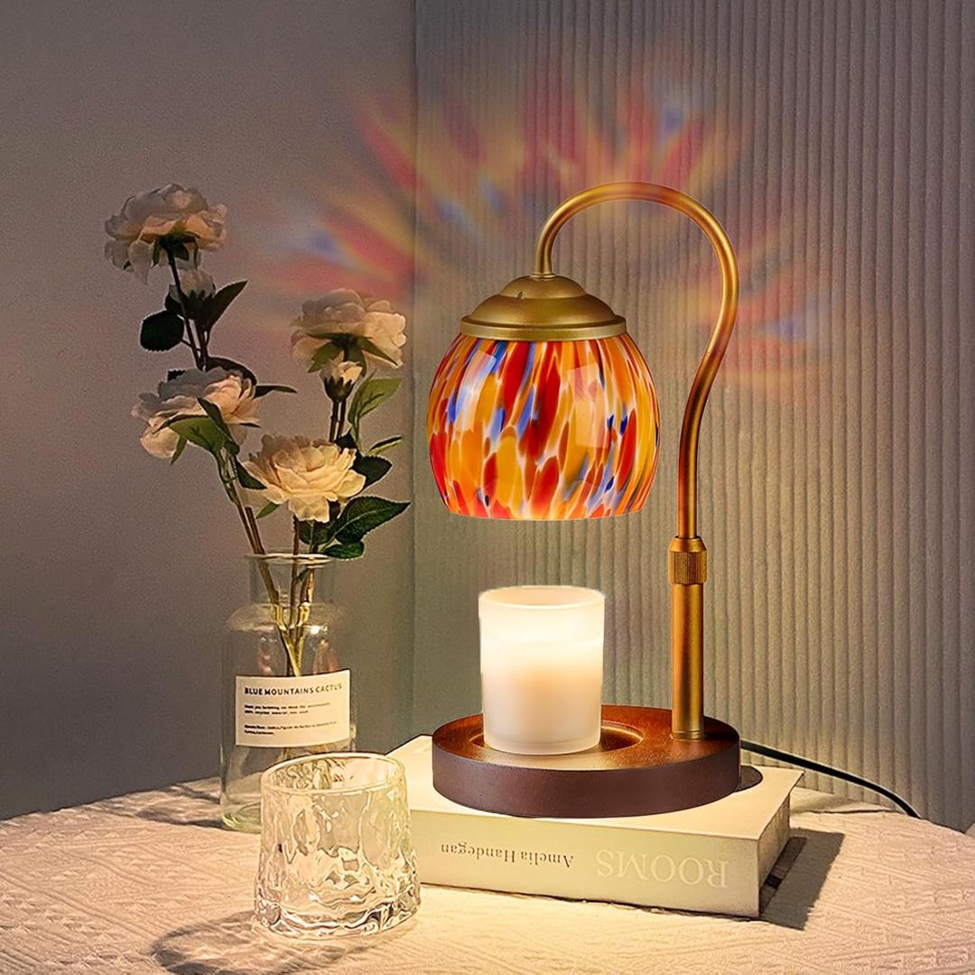 Red Glowing Candle Warmer Lamp with Timer - Adjustable Height & 4 Dimming Levels, Festive Fall Decor for Home, Kitchen, Office | Holiday Gifts for Women