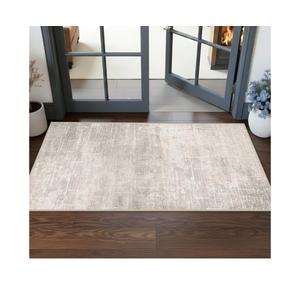 Washable 2x5 Kitchen Runner Rug: Abstract Water Resistant Sink Stove Entryway Rug Soft Living Room Bedroom Beside Carpet Thin Low Pile Non-Slip Hallway Bathroom Laundry Room Floor Mat(2X5,Beige/Cream)