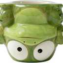 Small Succulent Pot with Drainage, 4 Inch, Indoor & Outdoor Animal Ceramic Planter, Funny Cartoon Frog Shaped Cactus Bonsai Container, Cute Flower Plant Pot for Home Office Desk and Garden Decor