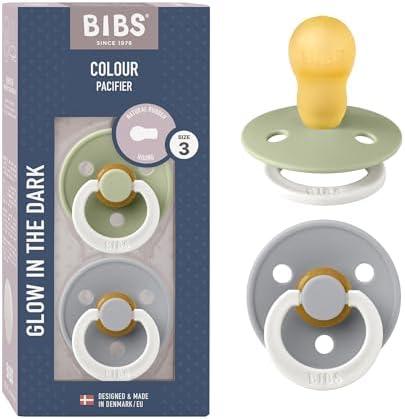 Bibs Pacifiers Color Collection, Set of 2 BPA-Free Latex Pacifiers Made in Europe, Round Nipple Baby Pacifier.