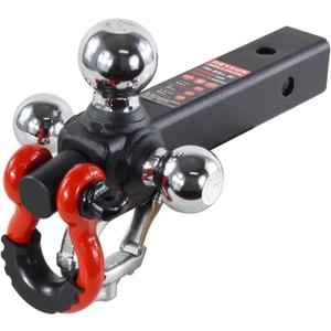 Trailer Hitch Tri-Ball Hitch with Rotatoble Tow Shackle and Tow Hook, fits for 2-inch Receiver, Chrome Trailer Ball