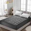 HYLEORY Full Mattress Pad Quilted Fitted Mattress Protector Cooling Pillow Top Mattress Cover Breathable Fluffy Soft Mattress Topper with 8-21" Deep Pocket, Dark Grey