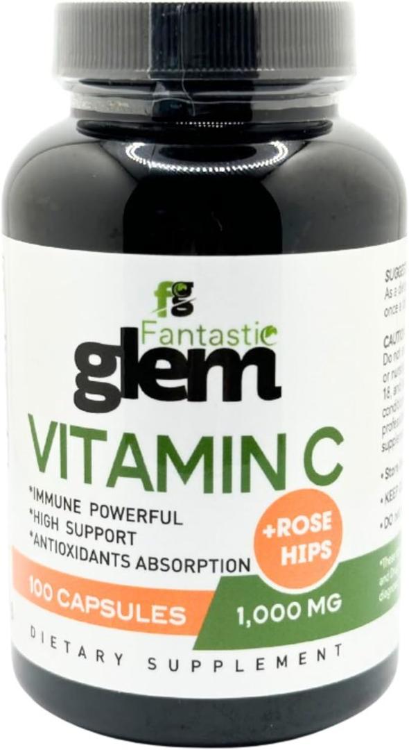 Vitamin C 1000mg Capsules - Dietary Supplement for Immune Support, Antioxidants Absorption, and Joint Health, High Potency Formula - 100 Count, 1000mg