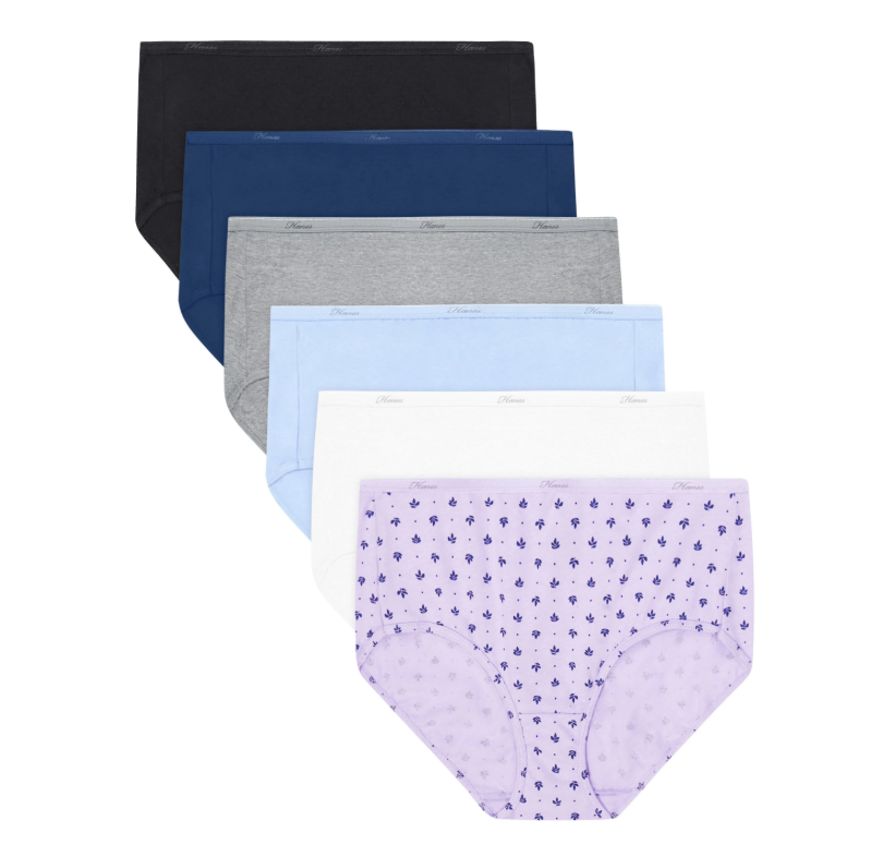 Hanes Women's Cotton Brief Underwear 6-Pack, Cool Comfort, No Ride Up 9 US